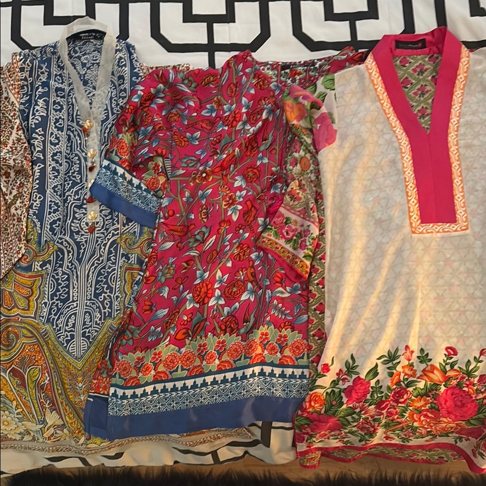 Bundle of 3- Floral and Paisley Women's size 10 Khadi shirts